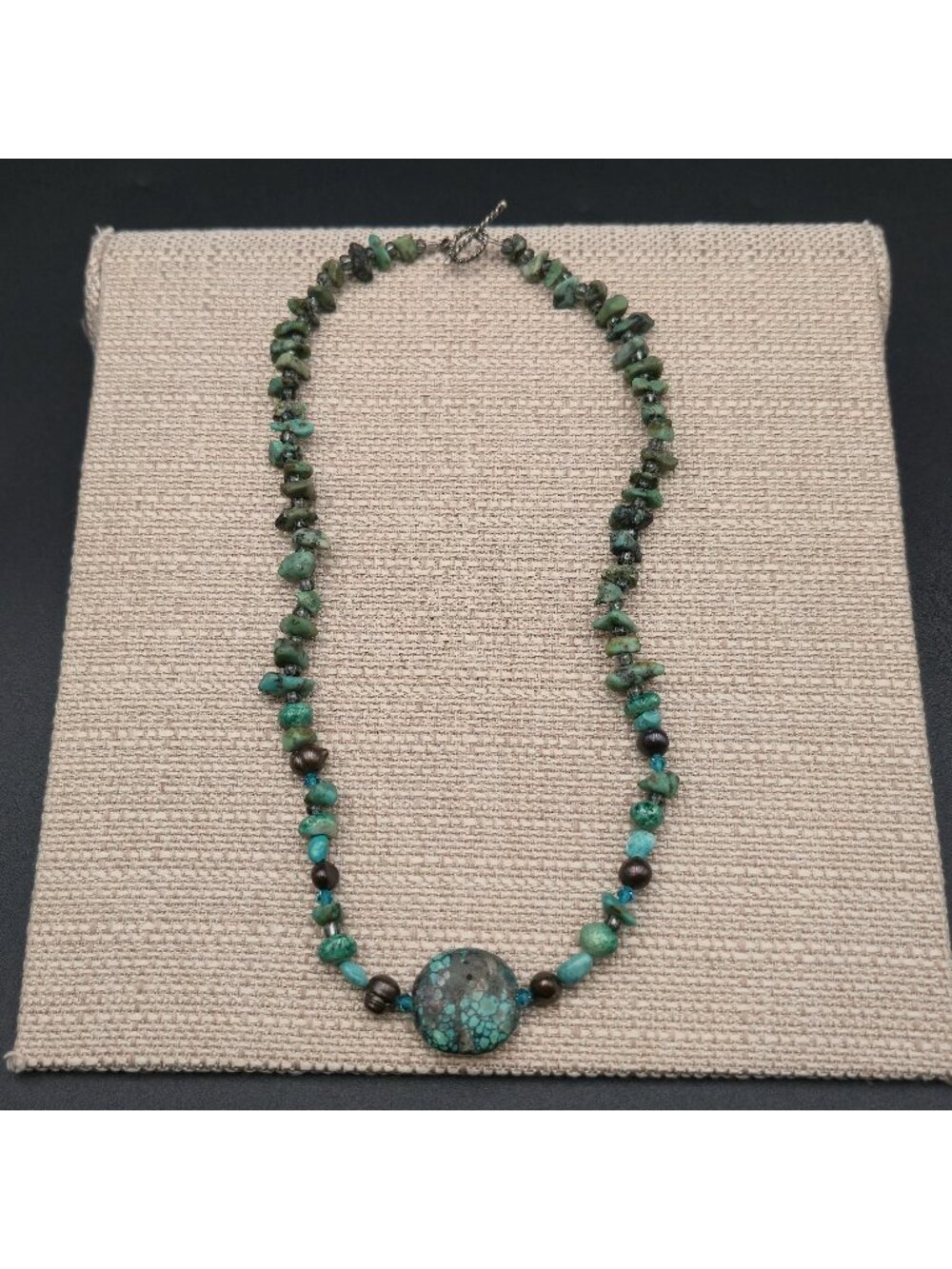 19 Inch Sterling Silver Turquoise Chip Strand Necklace B1612